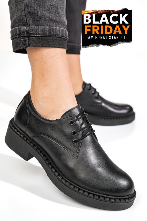 Pantofi negri piele naturala 3s7709nev