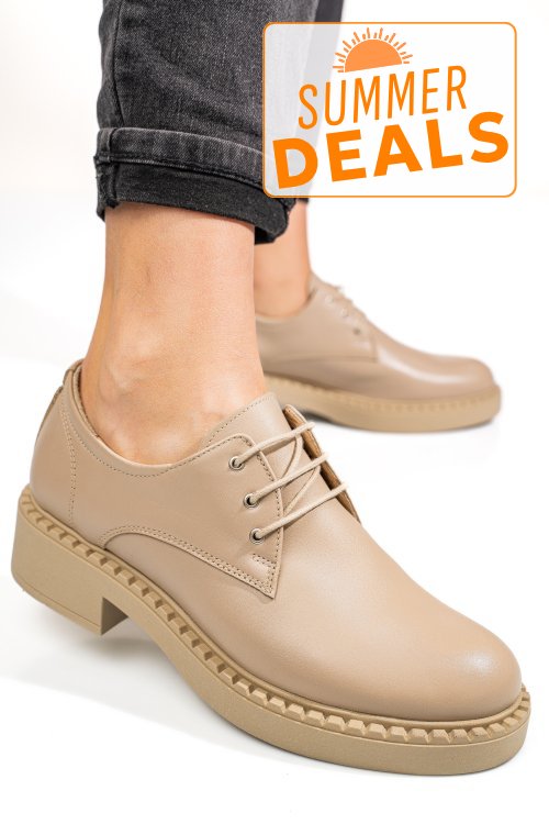 Pantofi bej piele naturala 3s7709nev