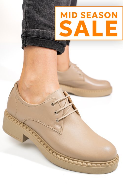 Pantofi bej piele naturala 3s7709nev