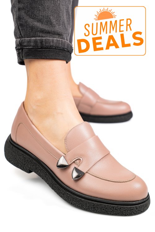 Mocasini dama piele naturala nude 4s7710