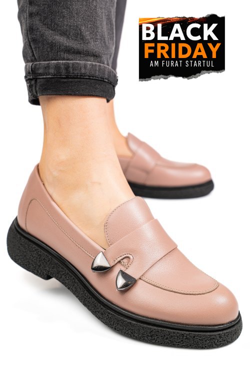 Mocasini dama piele naturala nude 4s7710