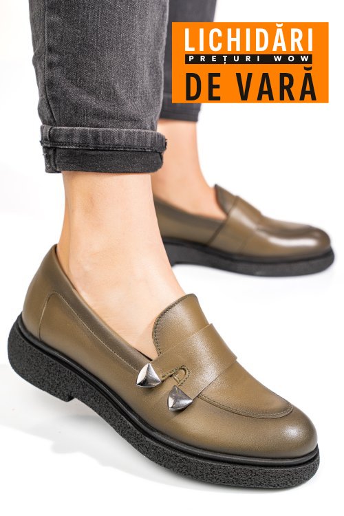 Mocasini dama piele naturala verzi 4s7710