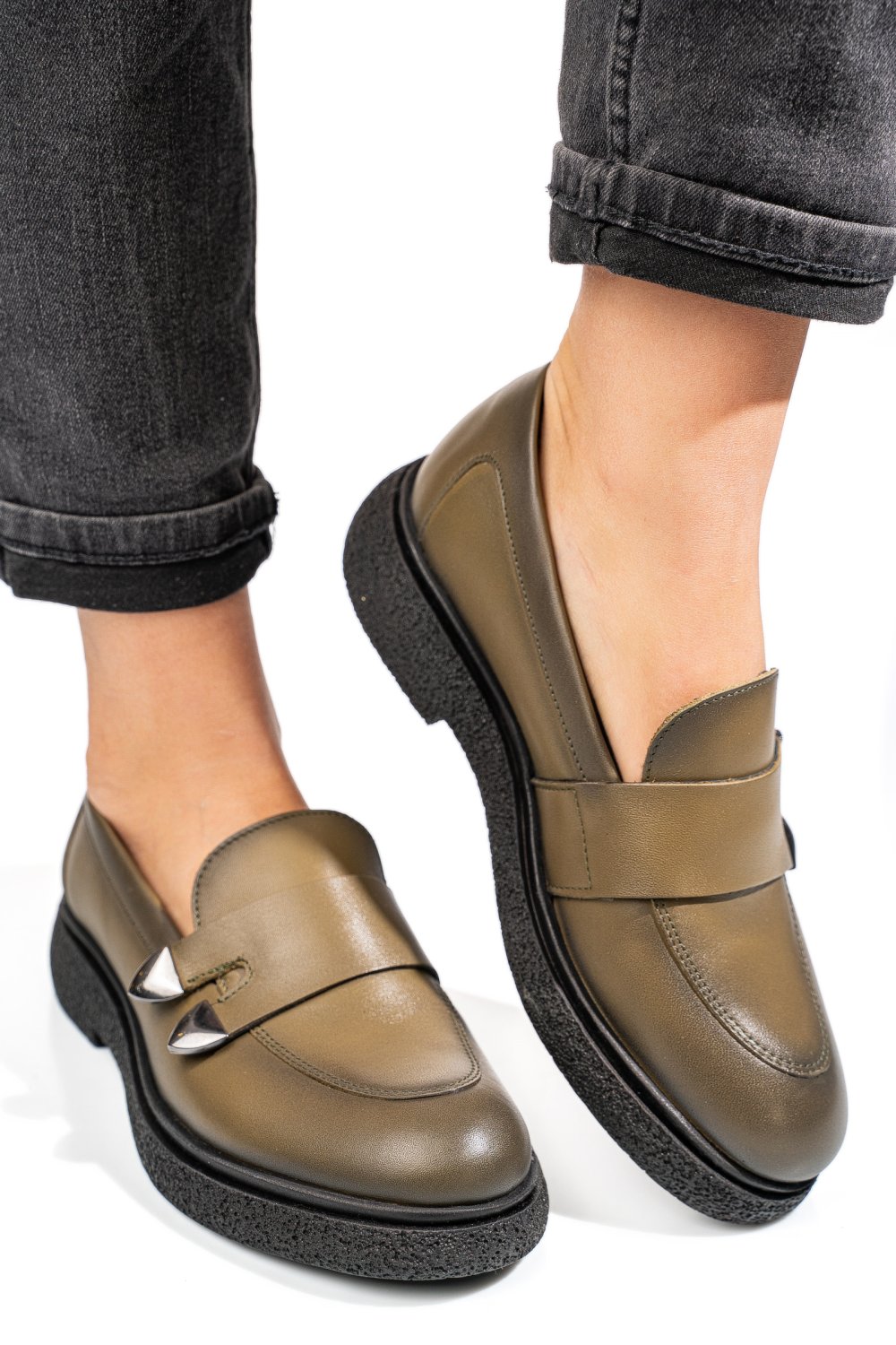 MOCASINI DAMA PIELE NATURALA VERZI 4S7710