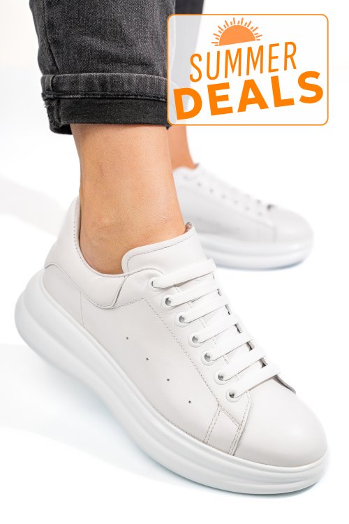 Pantofi sport albi piele naturala 4s77421