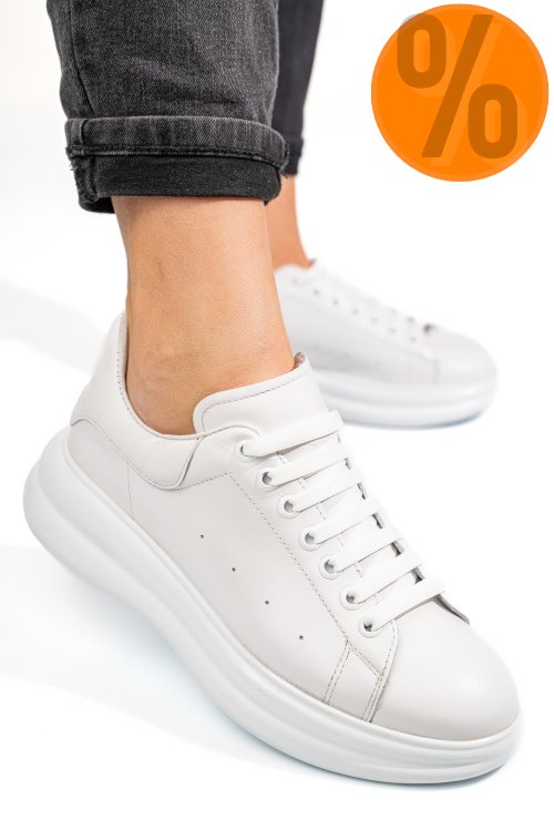 Pantofi sport albi piele naturala 4s77421
