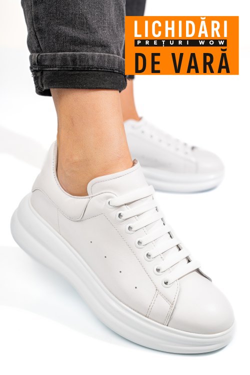 Pantofi sport albi piele naturala 4s77421