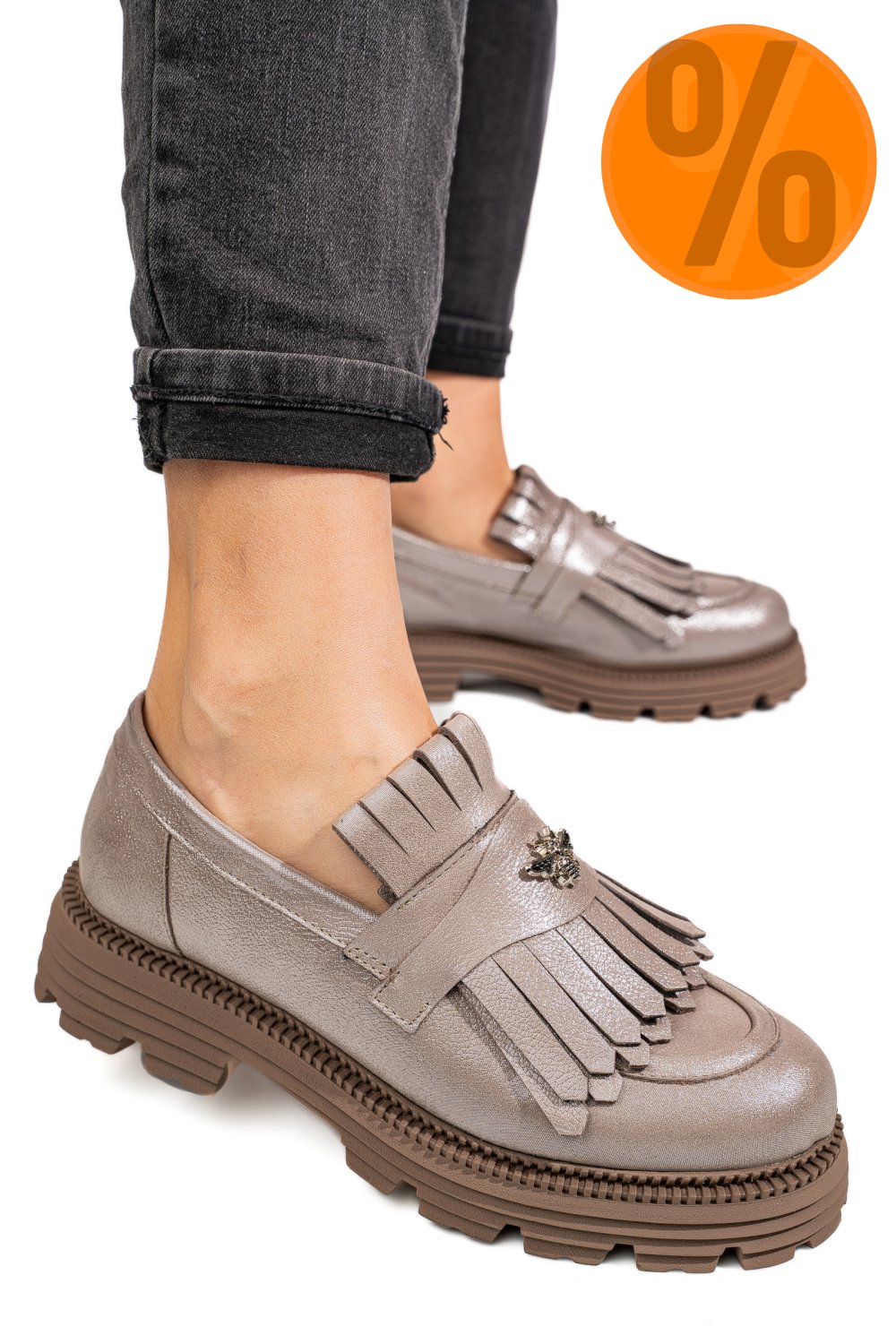MOCASINI DAMA PIELE NATURALA GRI SIDEF 3S7795
