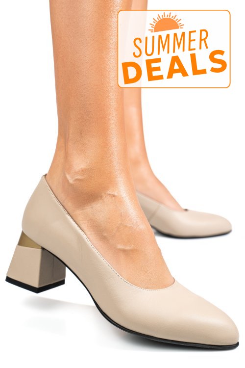 Pantofi bej piele naturala 5s77025
