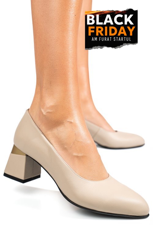 Pantofi bej piele naturala 5s77025
