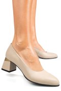 PANTOFI BEJ PIELE NATURALA 5S77025
