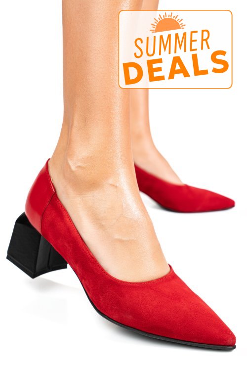 Pantofi rosii piele naturala intoarsa 5s77461