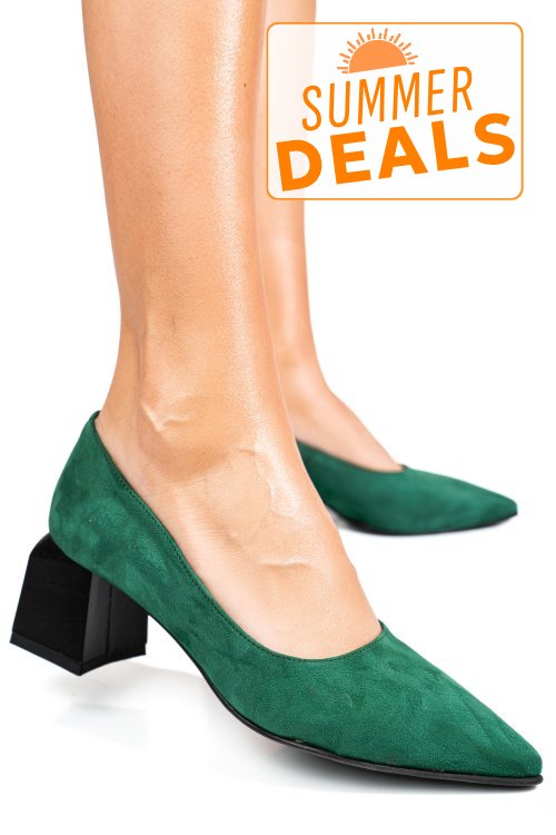 Pantofi verzi piele naturala intoarsa 5s77462