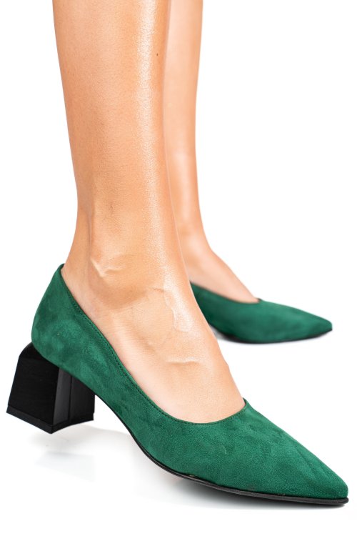 Pantofi verzi piele naturala intoarsa 5s77462