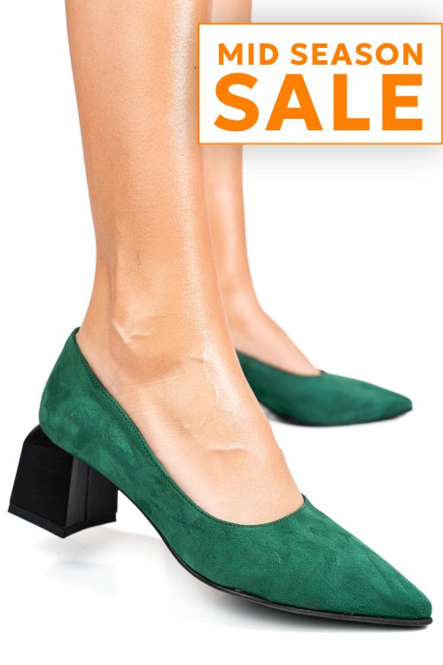 Pantofi verzi piele naturala intoarsa 5s77462