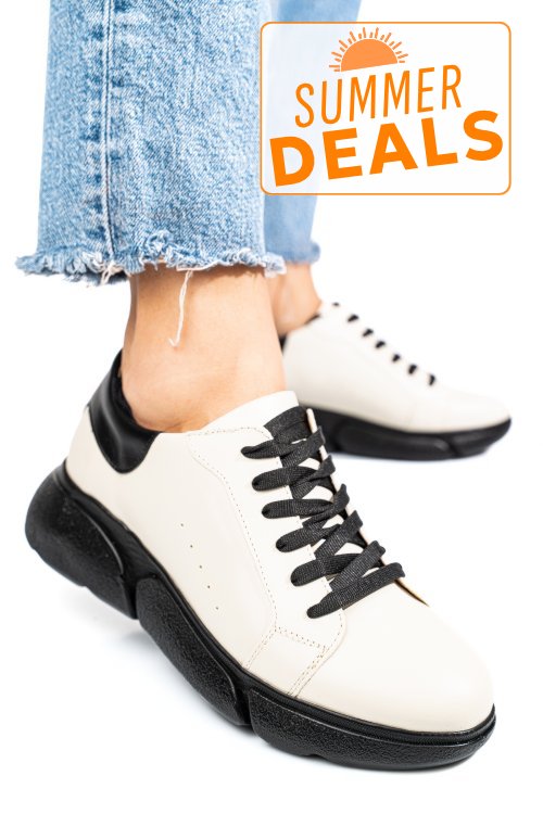 Pantofi sport bej talpa neagra piele naturala 3s77011b
