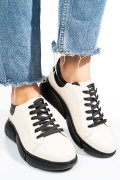 PANTOFI SPORT BEJ TALPA NEAGRA PIELE NATURALA 3S77011B