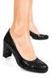 Pantofi negru floral piele naturala 1s77700