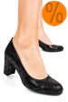 Pantofi negru floral piele naturala 1s77700