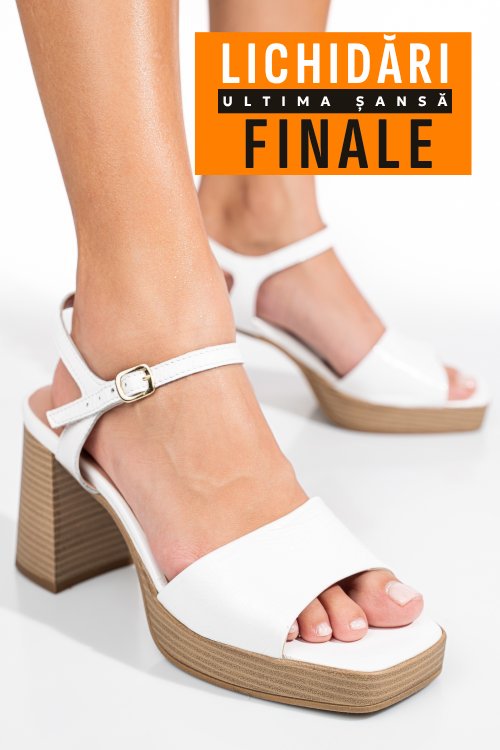 Sandale albe piele naturala lacuita 1495868