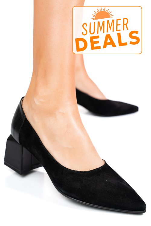 Pantofi negri piele naturala intoarsa 5s77461