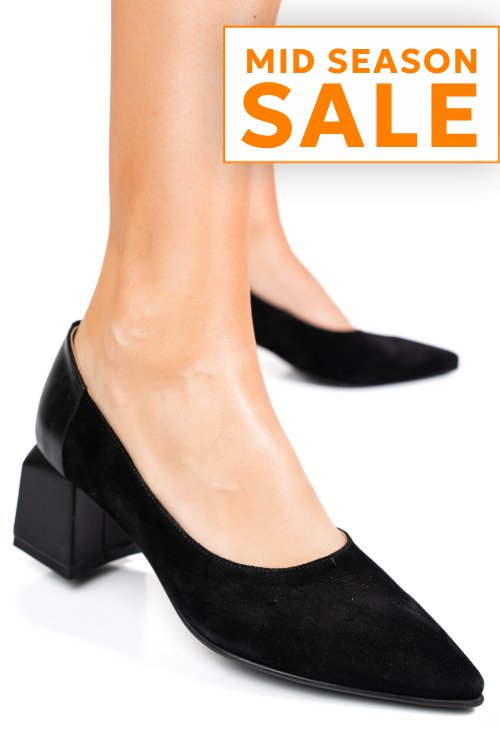 Pantofi negri piele naturala intoarsa 5s77461