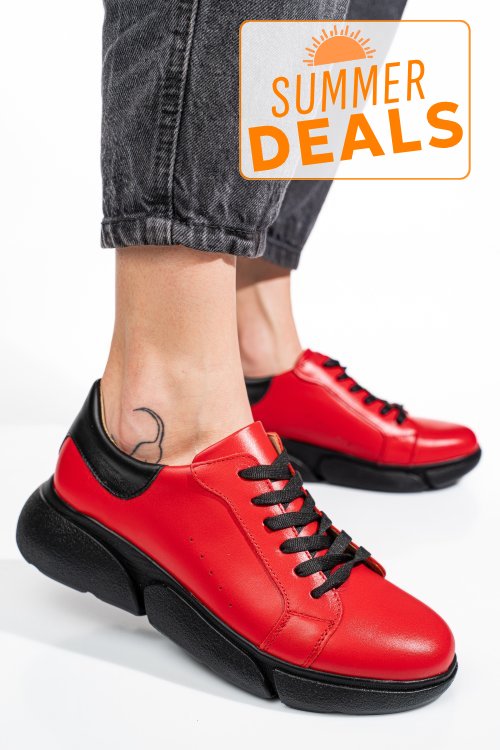 Pantofi sport rosii piele naturala 3s77011b