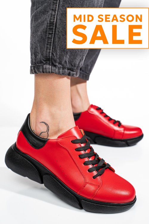 Pantofi sport rosii piele naturala 3s77011b