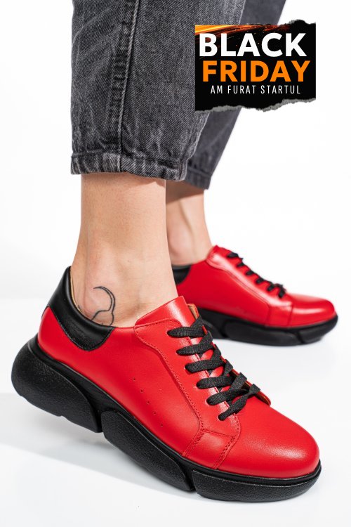 Pantofi sport rosii piele naturala 3s77011b