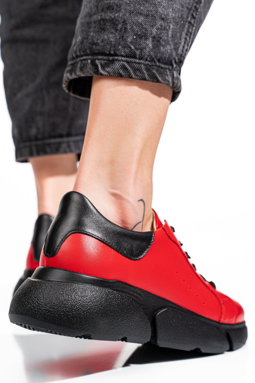 PANTOFI SPORT ROSII PIELE NATURALA 3S77011B