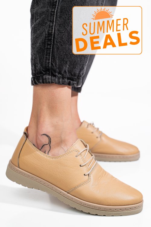 Pantofi bej piele naturala as77150
