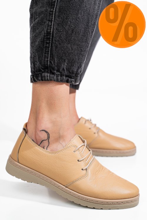 Pantofi bej piele naturala as77150