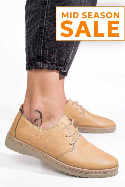 Pantofi bej piele naturala as77150
