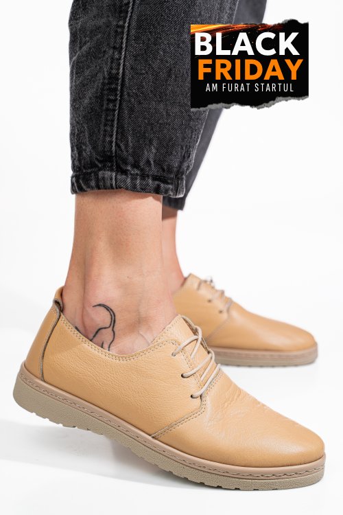 Pantofi bej piele naturala as77150