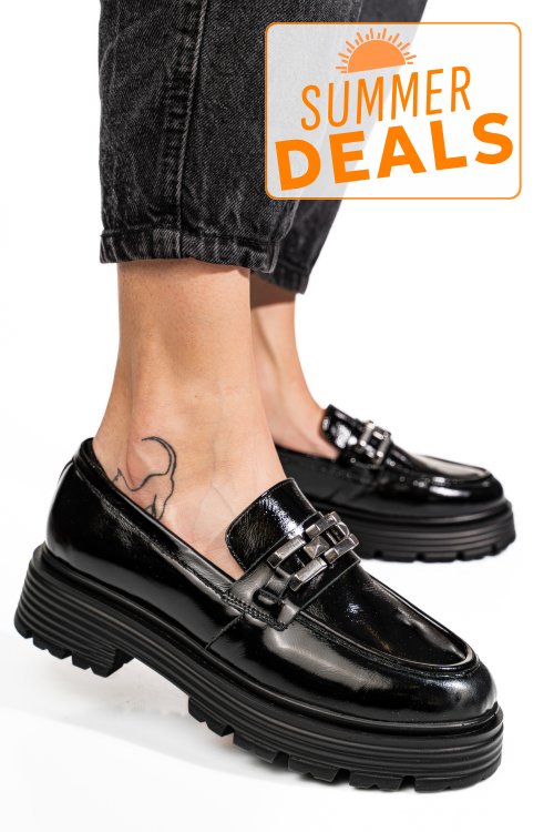 Mocasini negri piele aturala lacuita 7s7733