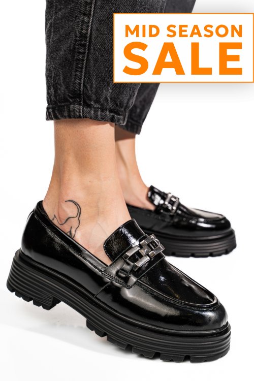 Mocasini negri piele aturala lacuita 7s7733