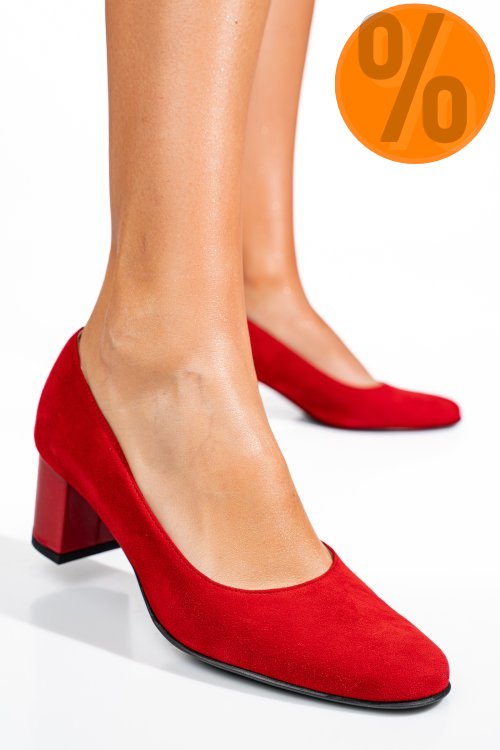Pantofi rosii piele naturala intoarsa 3s77475