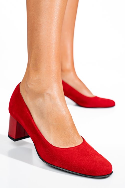 Pantofi guban rosii piele naturala intoarsa 3s77475