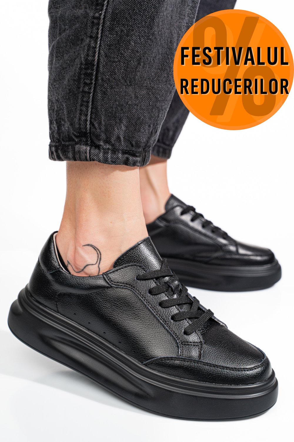PANTOFI SPORT NEGRI PIELE NATURALA ASPW429