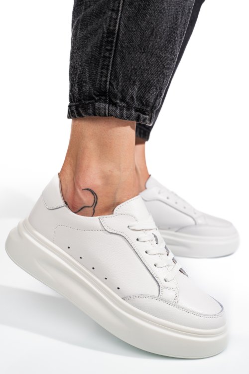 Pantofi sport all white piele naturala aspw429