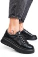 Pantofi sport black piele naturala lacuita fsp002-283