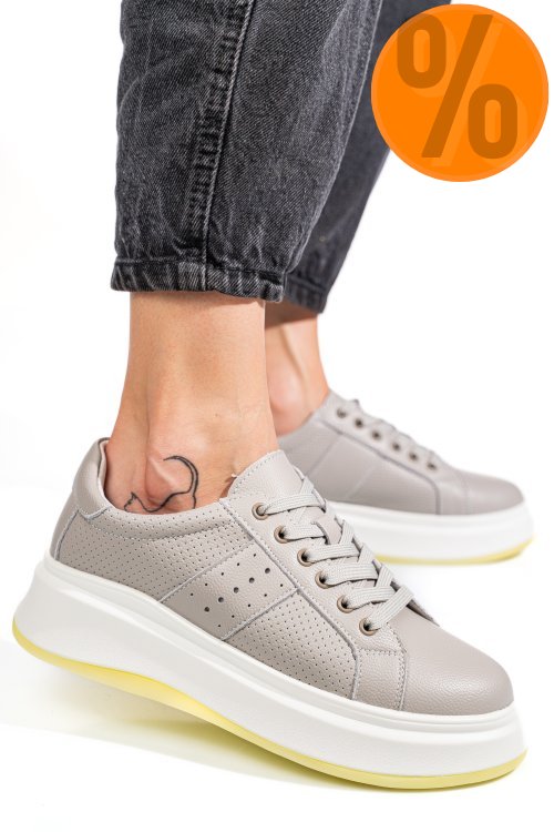 Pantofi sport light grey piele naturala fsp002-283
