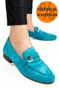 MOCASINI ALBASTRI PIELE NATURALA INTOARSA TIM-A66