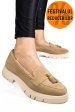 Mocasini bej piele naturala intoarsa tim-672