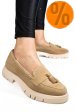Mocasini bej piele naturala intoarsa tim-672