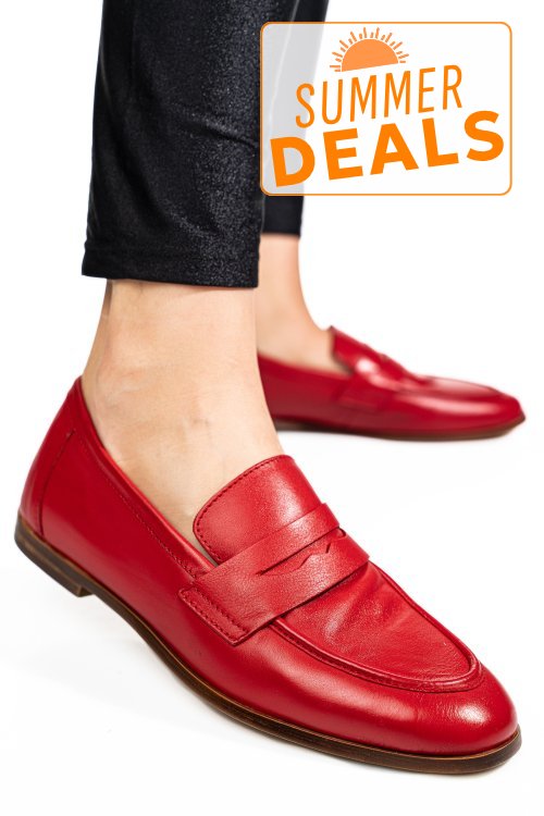 Mocasini rosii piele naturala tima822