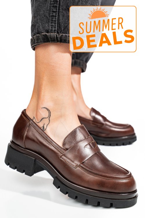 Mocasini maro piele naturala 7s7755034