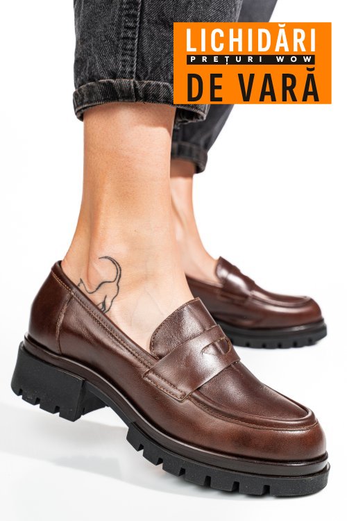 Mocasini maro piele naturala 7s7755034
