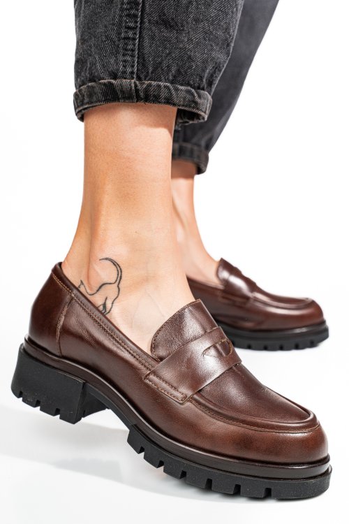 Mocasini maro piele naturala 7s7755034