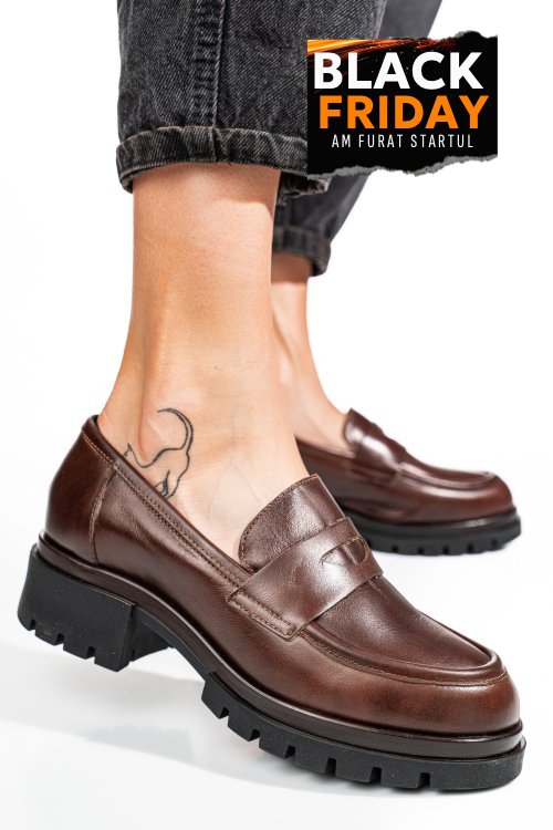 Mocasini maro piele naturala 7s7755034