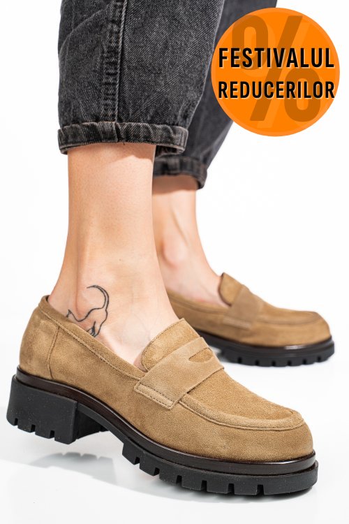Mocasini maro piele naturala intoarsa 7s7755034